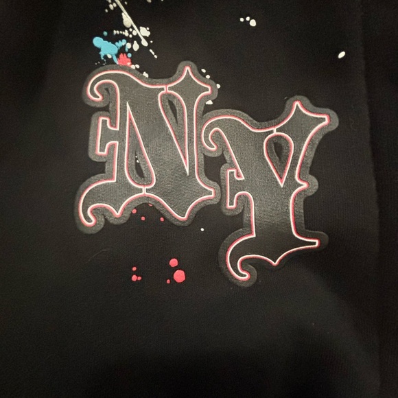 Black Graphic Hoodie Praying Hands Flames Streetwear Skater Indie Small - Picture 8 of 10